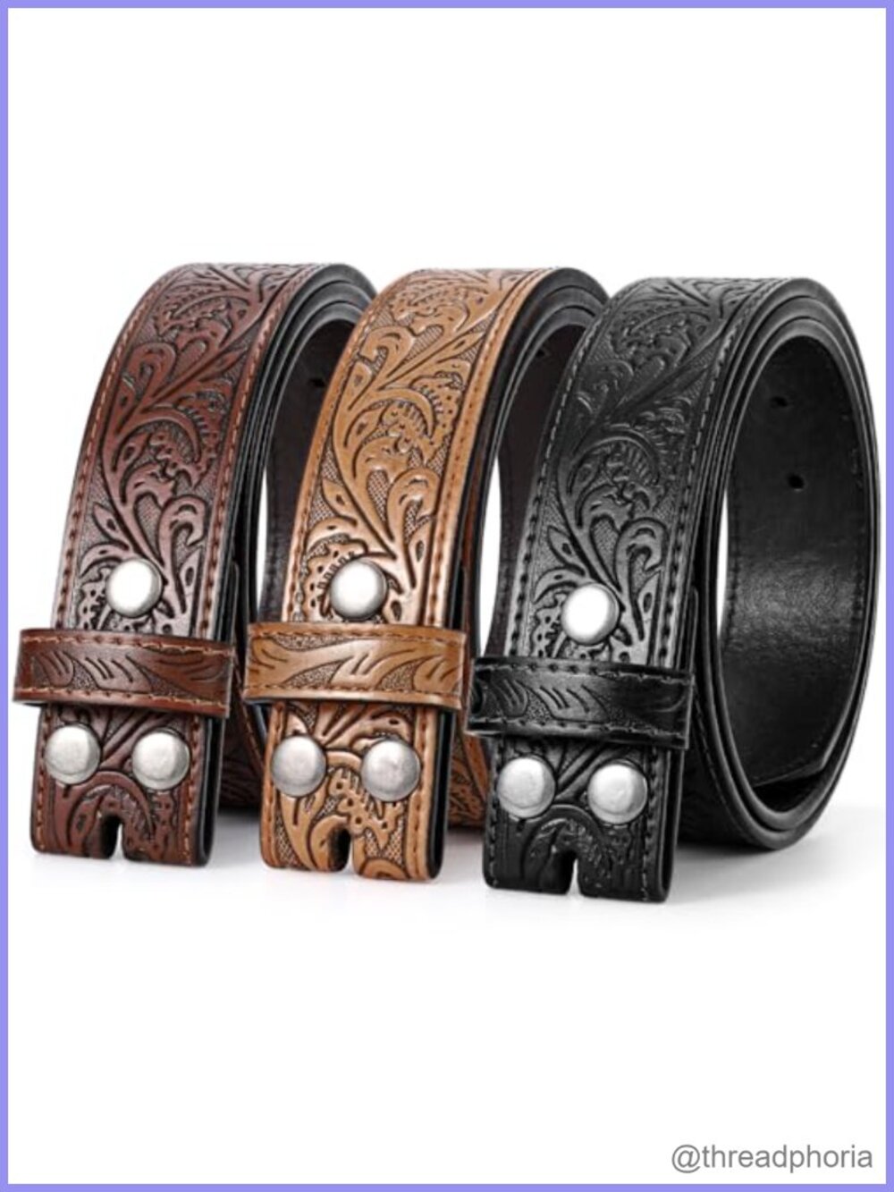 Western Leather Belt Strap 3 Pack Without Buckle Cowboy
